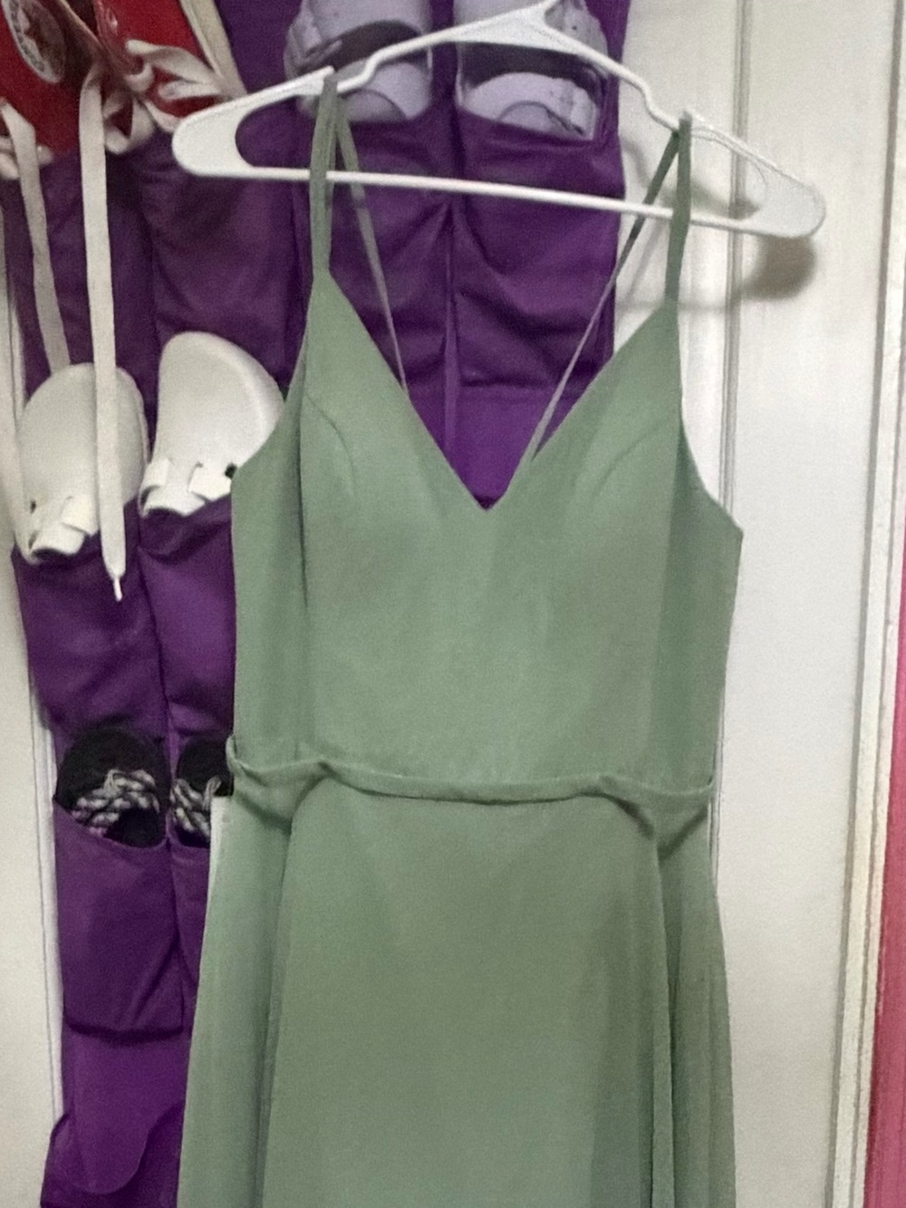Azazie matcha Green Spaghetti Strap Maxi Dress